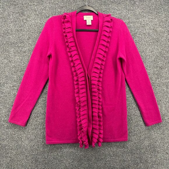 Neiman Marcus Cashmere Cardigan Sweater Womens S Pink Purple Button Up Preppy - Picture 1 of 7